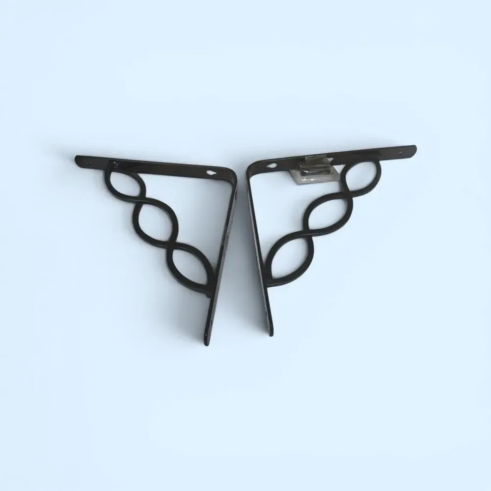 Celtic Scroll solid metal Wall Brackets - Black - 8 Inch - Set of 2